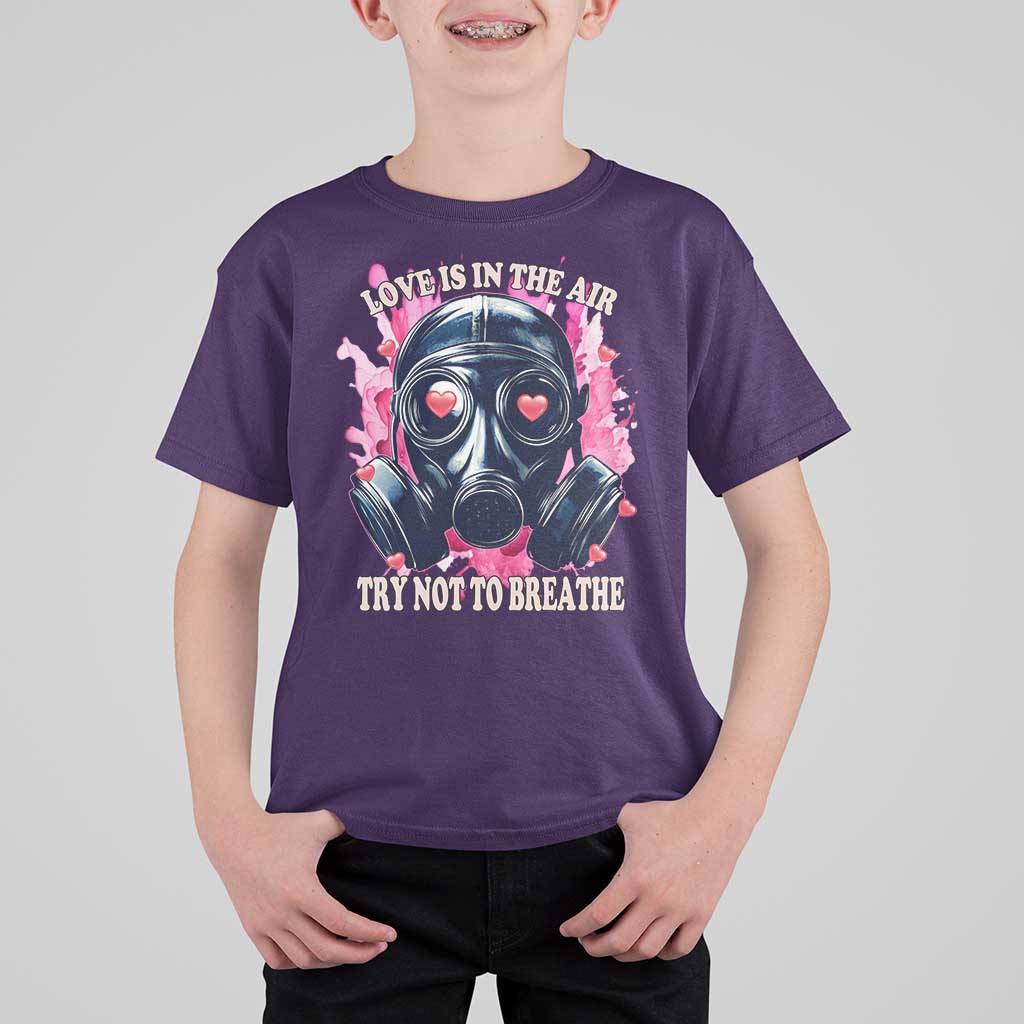 Funny Anti Valentines Day T Shirt For Kid Love Is In The Air Try Not To Breathe Gas Mask