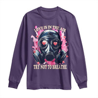 Funny Anti Valentines Day Long Sleeve Shirt Love Is In The Air Try Not To Breathe Gas Mask