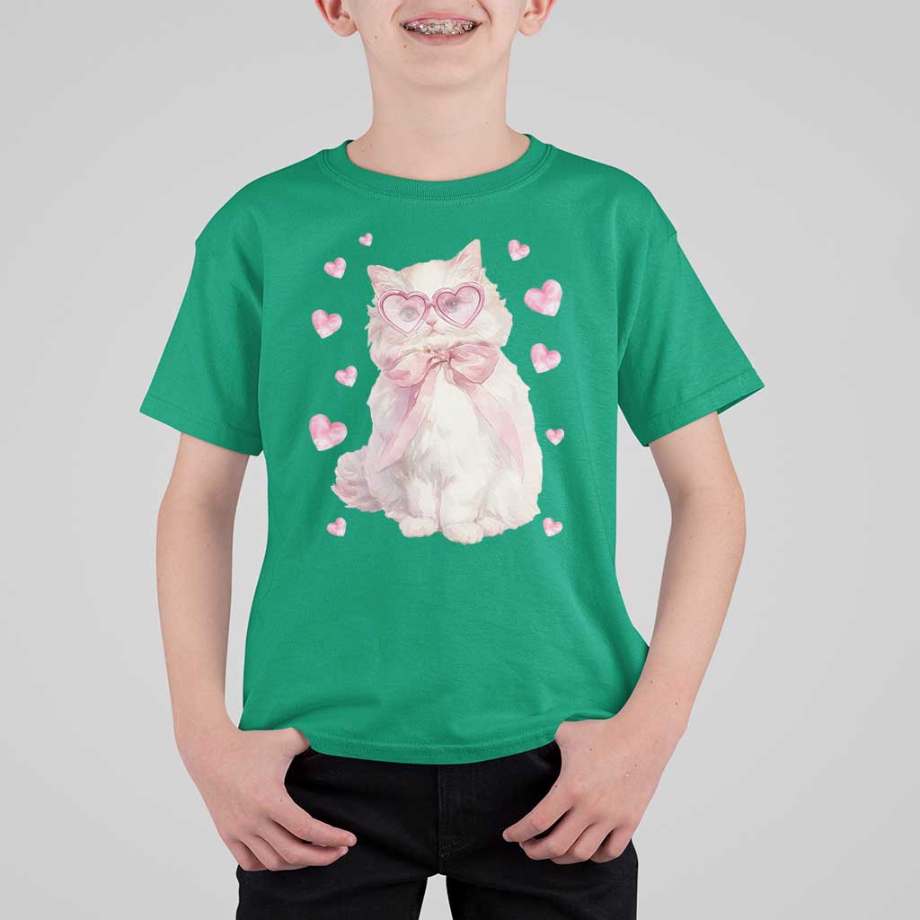 Funny Valentine's Day Cute Heart Cat T Shirt For Kid