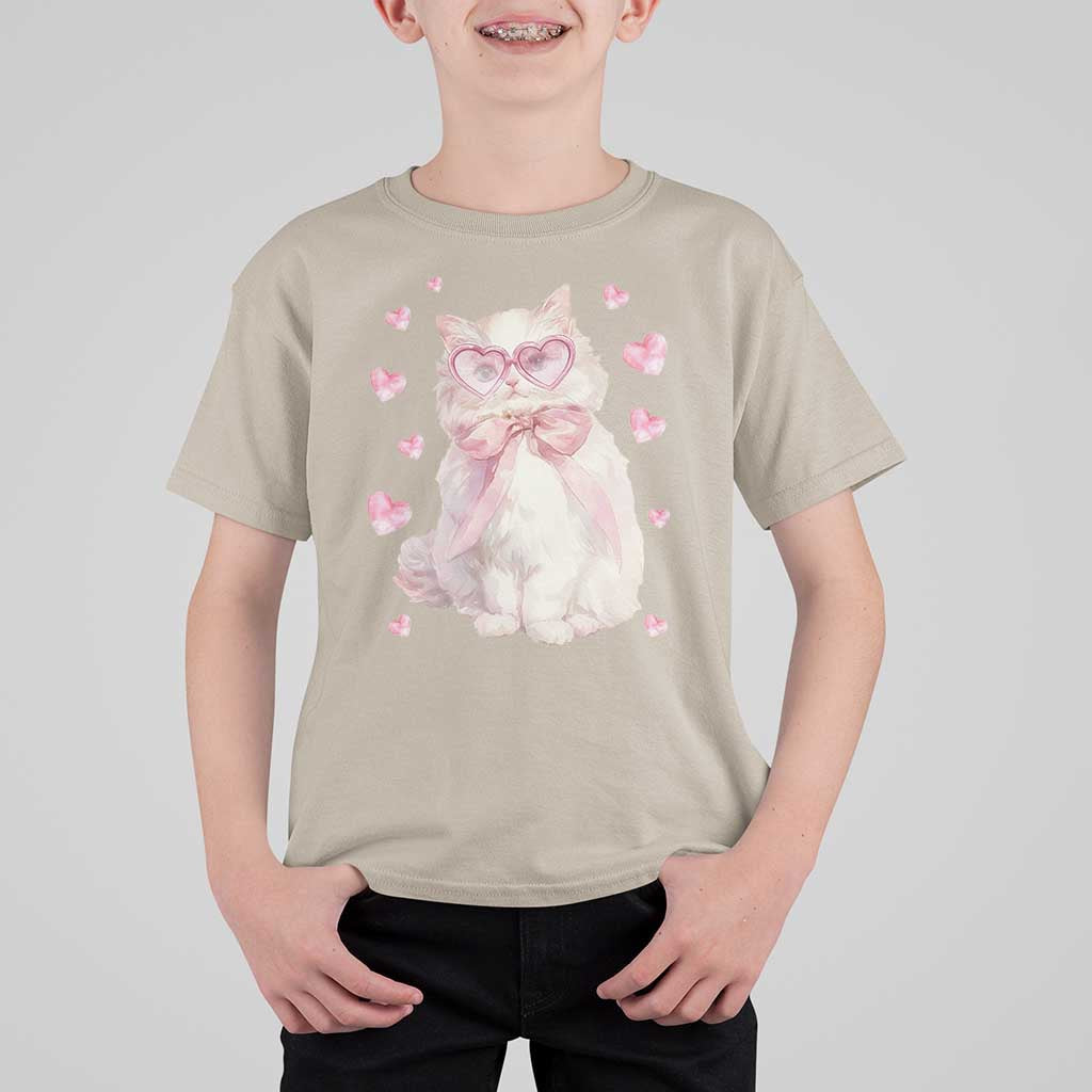 Funny Valentine's Day Cute Heart Cat T Shirt For Kid