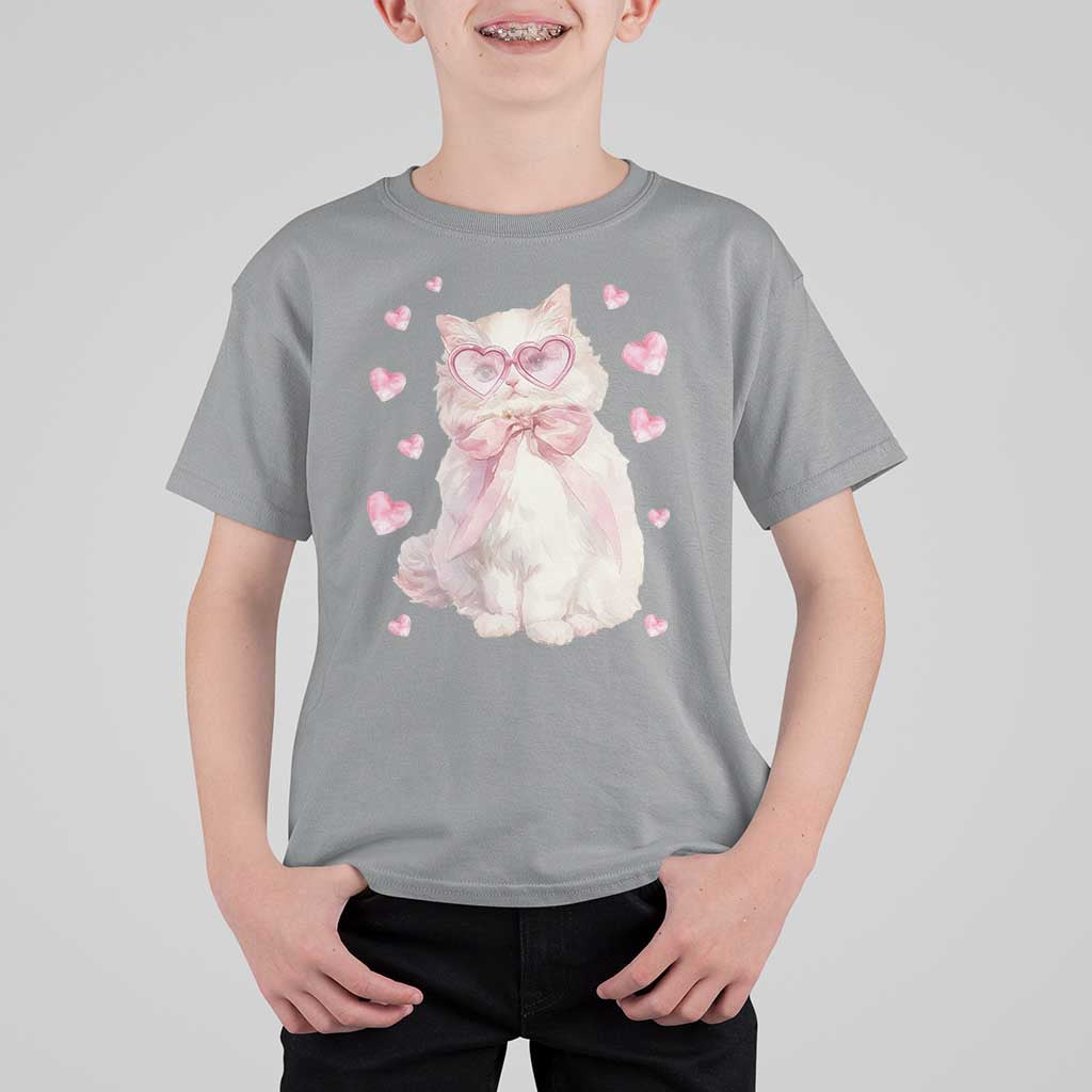 Funny Valentine's Day Cute Heart Cat T Shirt For Kid