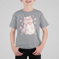Funny Valentine's Day Cute Heart Cat T Shirt For Kid