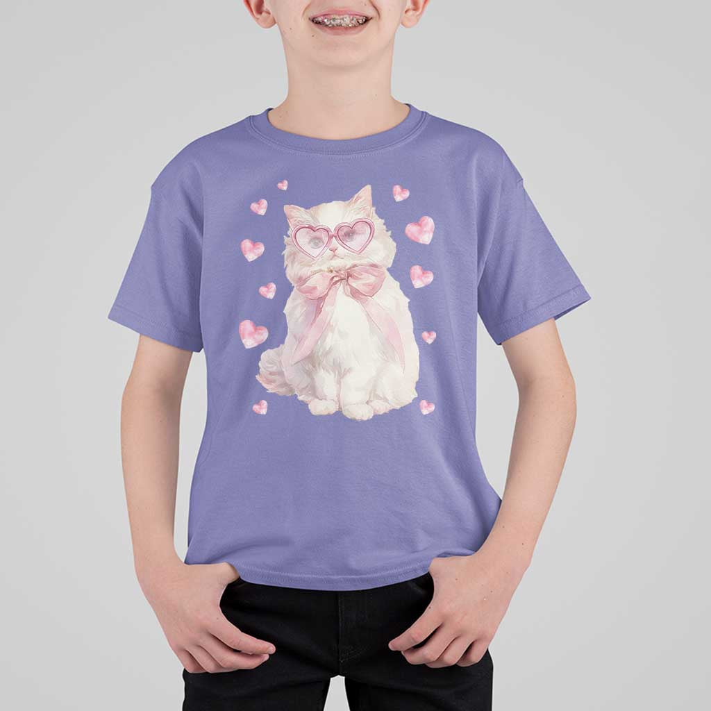 Funny Valentine's Day Cute Heart Cat T Shirt For Kid