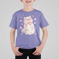 Funny Valentine's Day Cute Heart Cat T Shirt For Kid