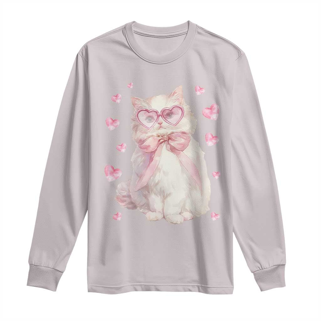 Funny Valentine's Day Cute Heart Cat Long Sleeve Shirt