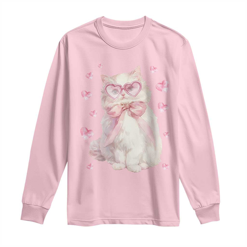 Funny Valentine's Day Cute Heart Cat Long Sleeve Shirt