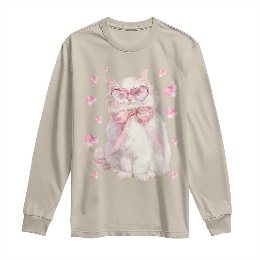 Funny Valentine's Day Cute Heart Cat Long Sleeve Shirt