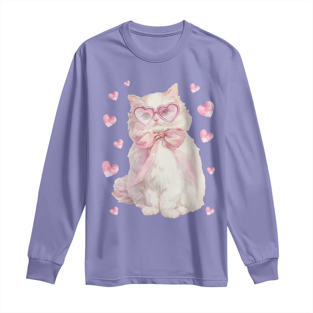 Funny Valentine's Day Cute Heart Cat Long Sleeve Shirt