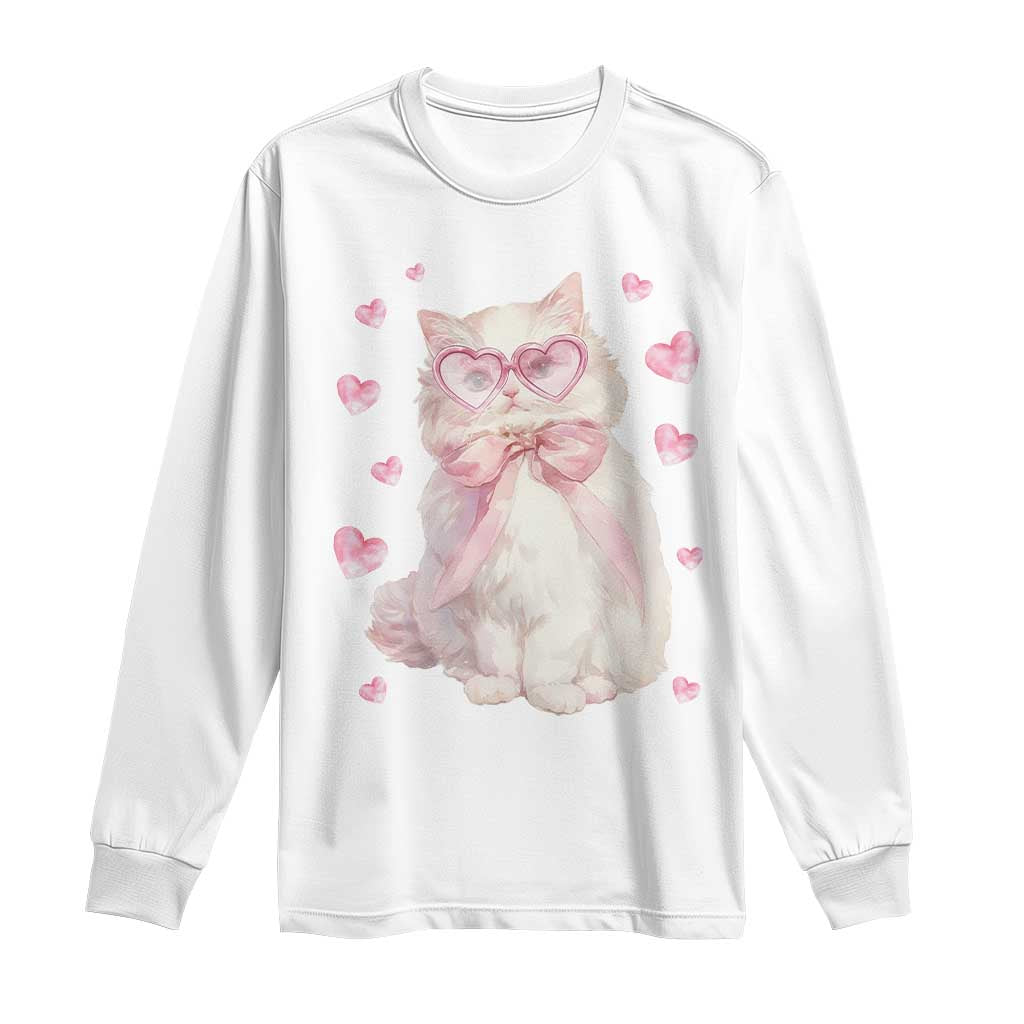 Funny Valentine's Day Cute Heart Cat Long Sleeve Shirt