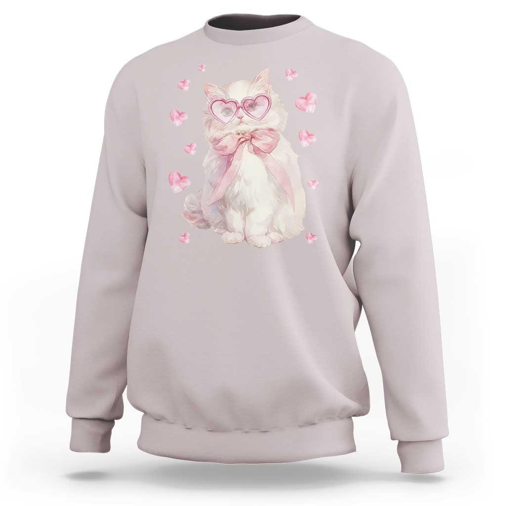 Funny Valentine's Day Cute Heart Cat Sweatshirt