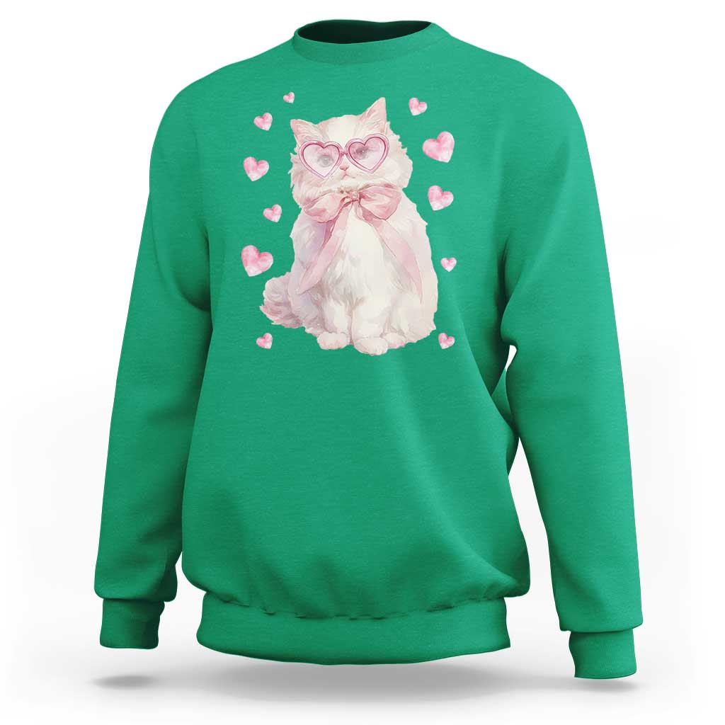 Funny Valentine's Day Cute Heart Cat Sweatshirt