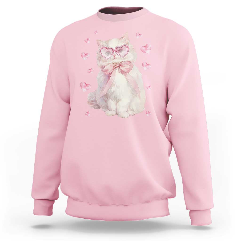 Funny Valentine's Day Cute Heart Cat Sweatshirt