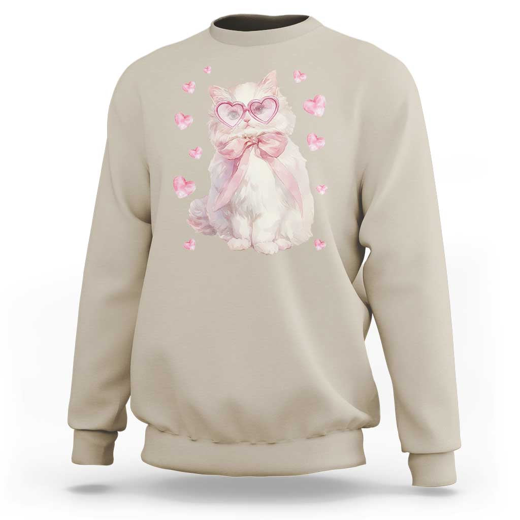 Funny Valentine's Day Cute Heart Cat Sweatshirt