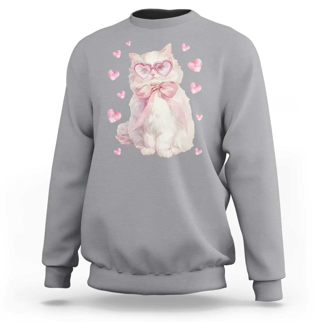 Funny Valentine's Day Cute Heart Cat Sweatshirt