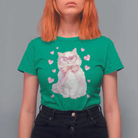 Funny Valentine's Day Cute Heart Cat T Shirt For Women