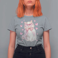Funny Valentine's Day Cute Heart Cat T Shirt For Women