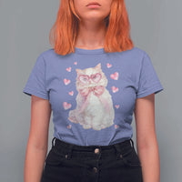 Funny Valentine's Day Cute Heart Cat T Shirt For Women