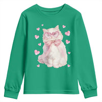Funny Valentine's Day Cute Heart Cat Youth Sweatshirt