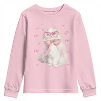 Funny Valentine's Day Cute Heart Cat Youth Sweatshirt