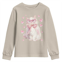 Funny Valentine's Day Cute Heart Cat Youth Sweatshirt