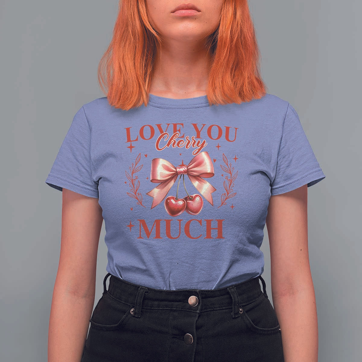 Funny Valentine's Day Coquette T Shirt For Women I Love You Cherry Much