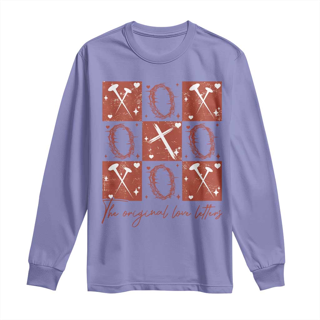 Christian Religious God Valentine's Day Long Sleeve Shirt The Original Love Letters Thorns Cross