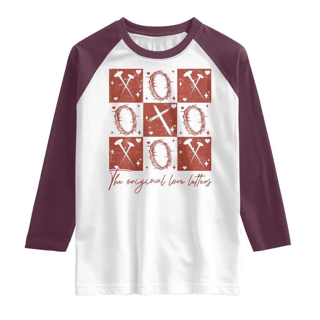 Christian Religious God Valentine's Day Raglan Shirt The Original Love Letters Thorns Cross