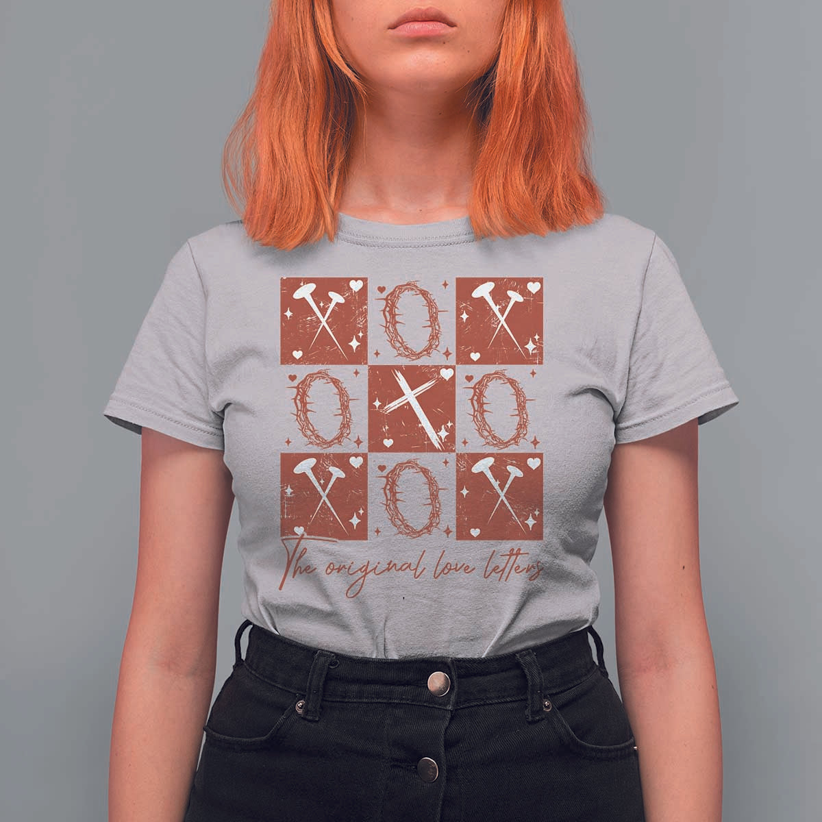 Christian Religious God Valentine's Day T Shirt For Women The Original Love Letters Thorns Cross
