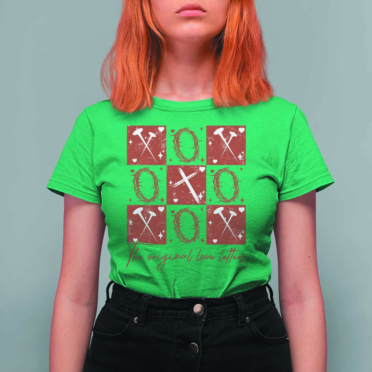 Christian Religious God Valentine's Day T Shirt For Women The Original Love Letters Thorns Cross