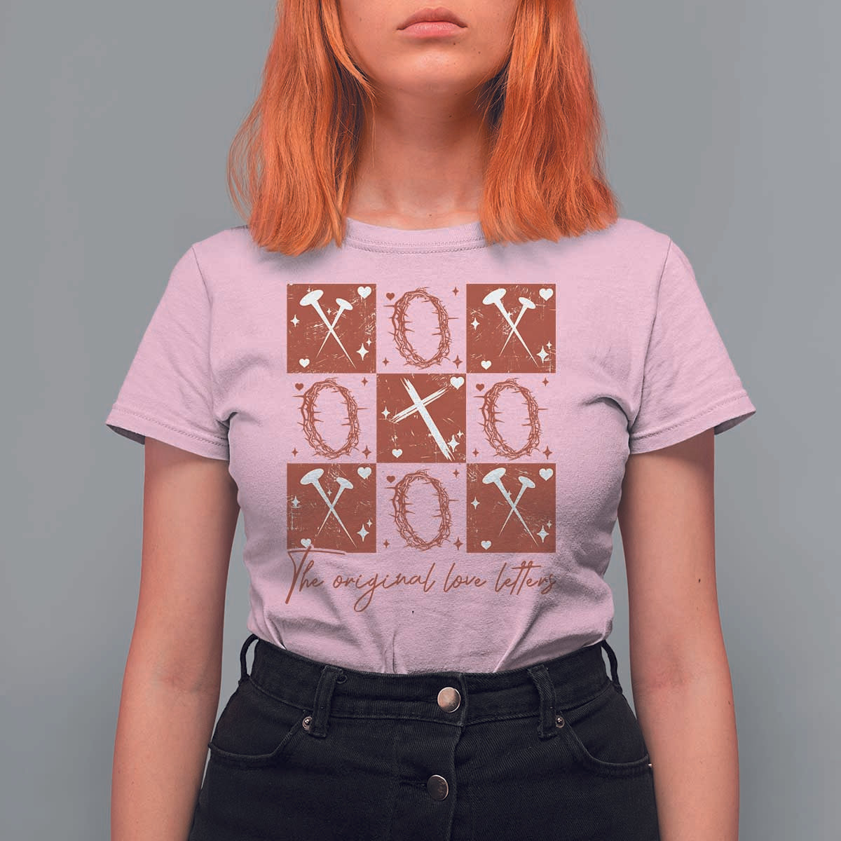 Christian Religious God Valentine's Day T Shirt For Women The Original Love Letters Thorns Cross
