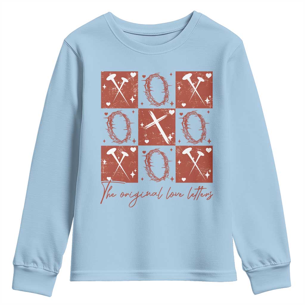 Christian Religious God Valentine's Day Youth Sweatshirt The Original Love Letters Thorns Cross