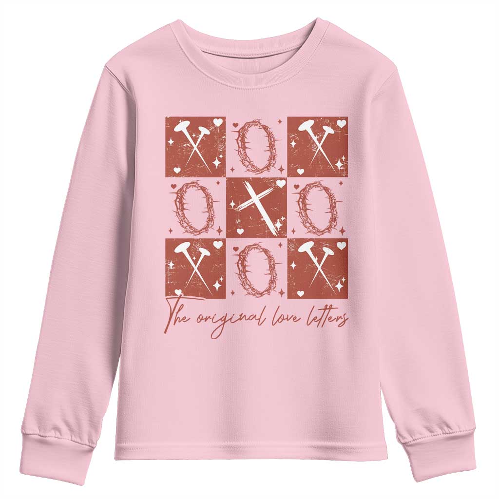 Christian Religious God Valentine's Day Youth Sweatshirt The Original Love Letters Thorns Cross
