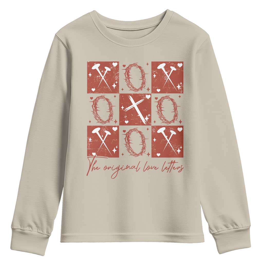 Christian Religious God Valentine's Day Youth Sweatshirt The Original Love Letters Thorns Cross