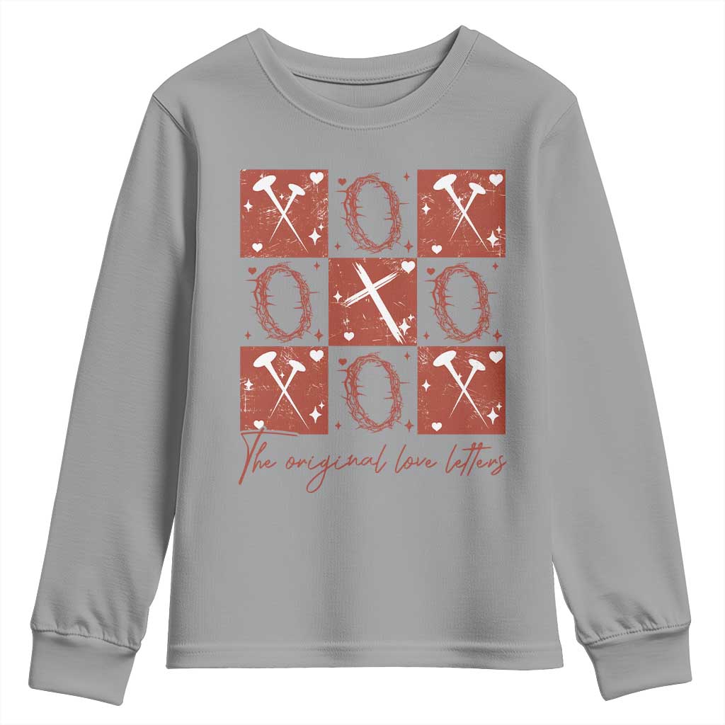 Christian Religious God Valentine's Day Youth Sweatshirt The Original Love Letters Thorns Cross
