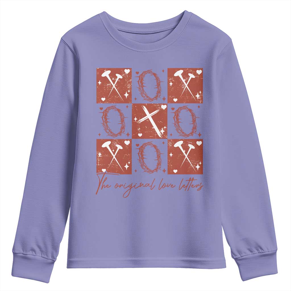 Christian Religious God Valentine's Day Youth Sweatshirt The Original Love Letters Thorns Cross