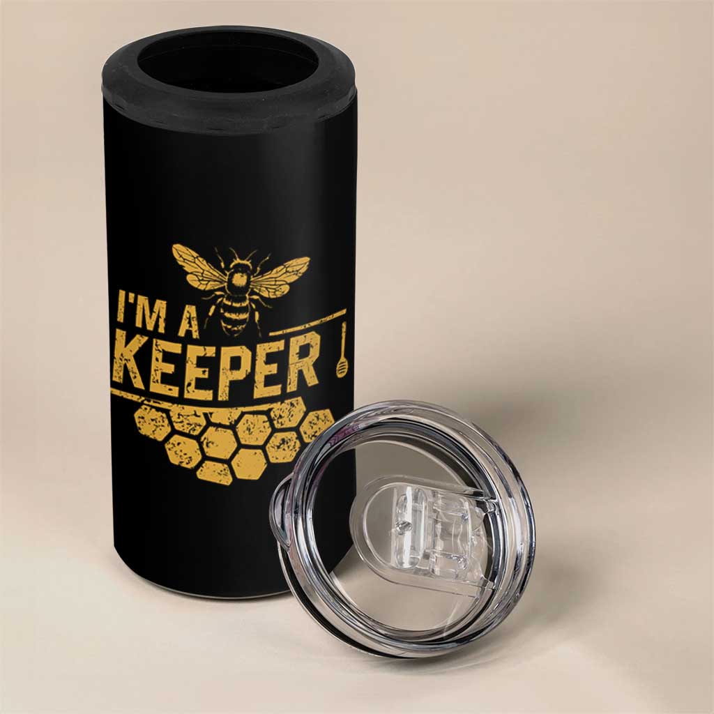 I Am A Keeper 4 in 1 Can Cooler Tumbler Honey Bee Apiarist Funny Beekeeping