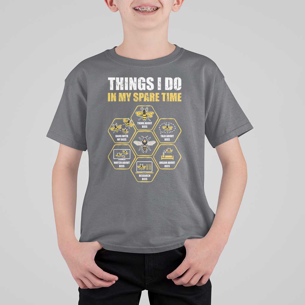 Funny Beekeeper T Shirt For Kid Things I Do in My Spare Time Beekeeping