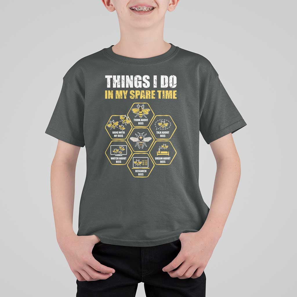 Funny Beekeeper T Shirt For Kid Things I Do in My Spare Time Beekeeping