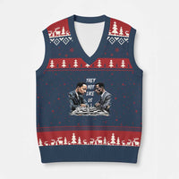 Martin Luther King Malcolm X V-Neck Knit Sweater Vest They Not Like Us Black Leaders - Wonder Print Shop