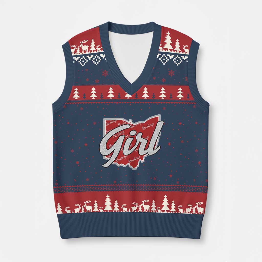 Buckeye Girl Ohio Home State V-Neck Knit Sweater Vest - Wonder Print Shop
