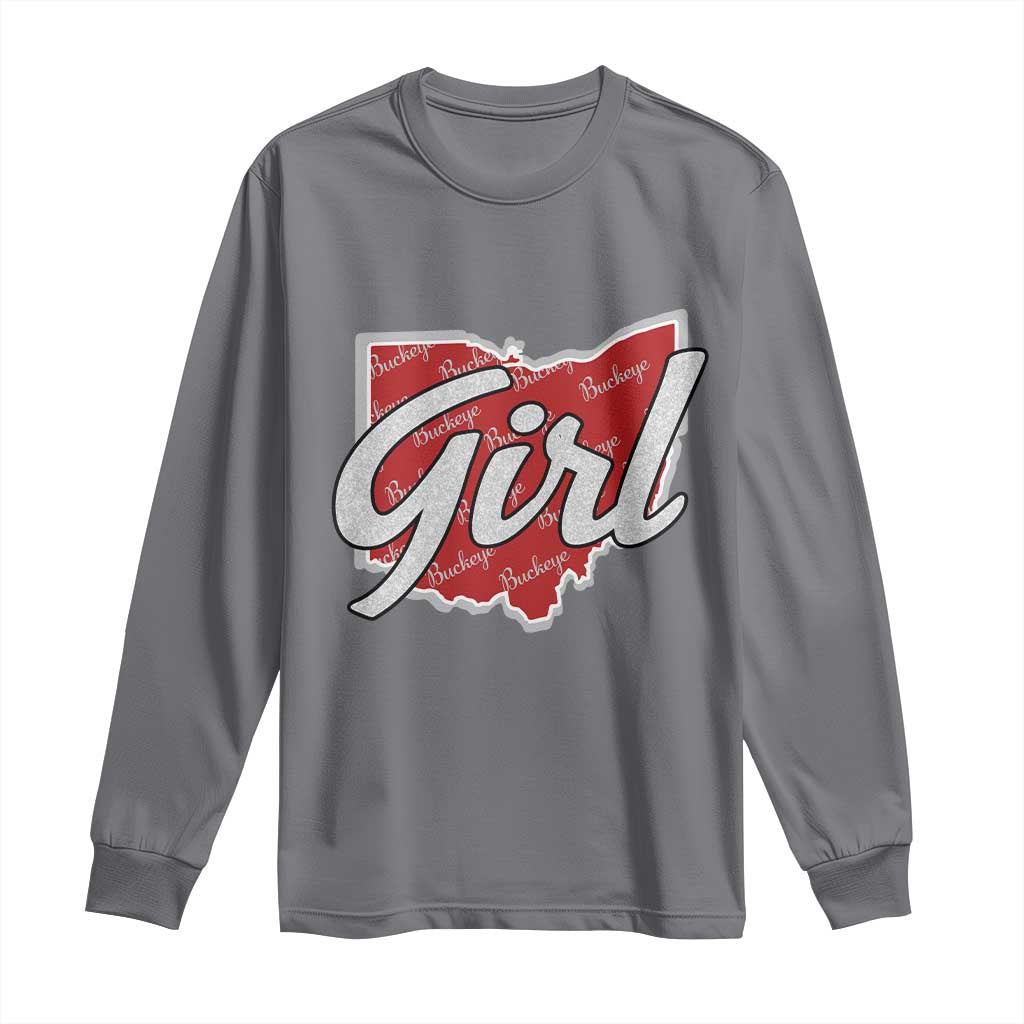 Buckeye Girl Ohio Home State Long Sleeve Shirt - Wonder Print Shop