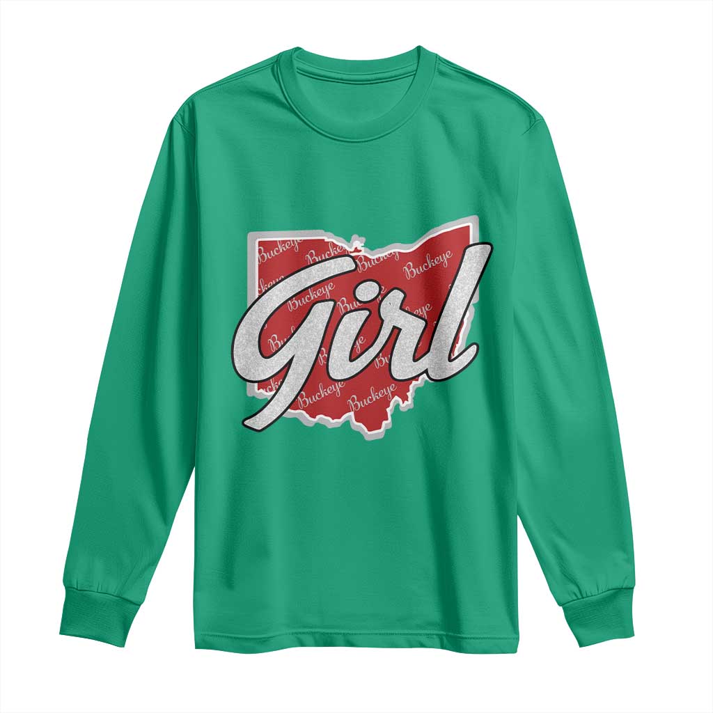 Buckeye Girl Ohio Home State Long Sleeve Shirt - Wonder Print Shop