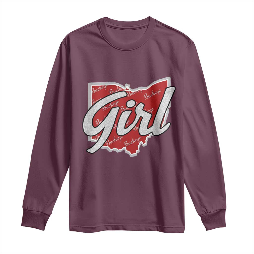Buckeye Girl Ohio Home State Long Sleeve Shirt - Wonder Print Shop