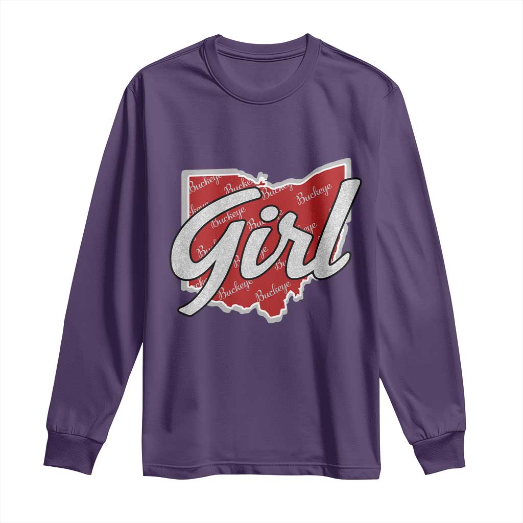 Buckeye Girl Ohio Home State Long Sleeve Shirt - Wonder Print Shop