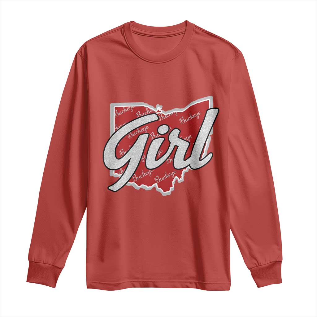 Buckeye Girl Ohio Home State Long Sleeve Shirt - Wonder Print Shop
