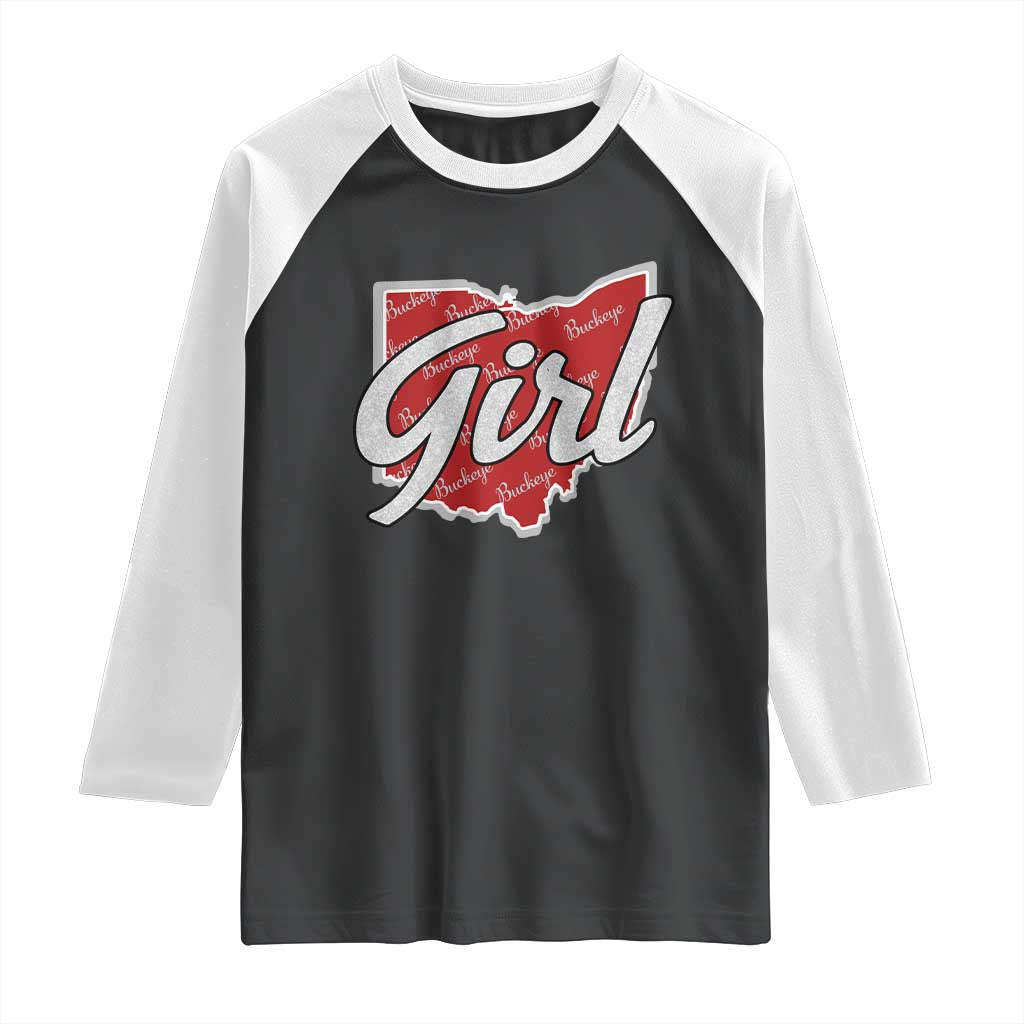 Buckeye Girl Ohio Home State Raglan Shirt - Wonder Print Shop