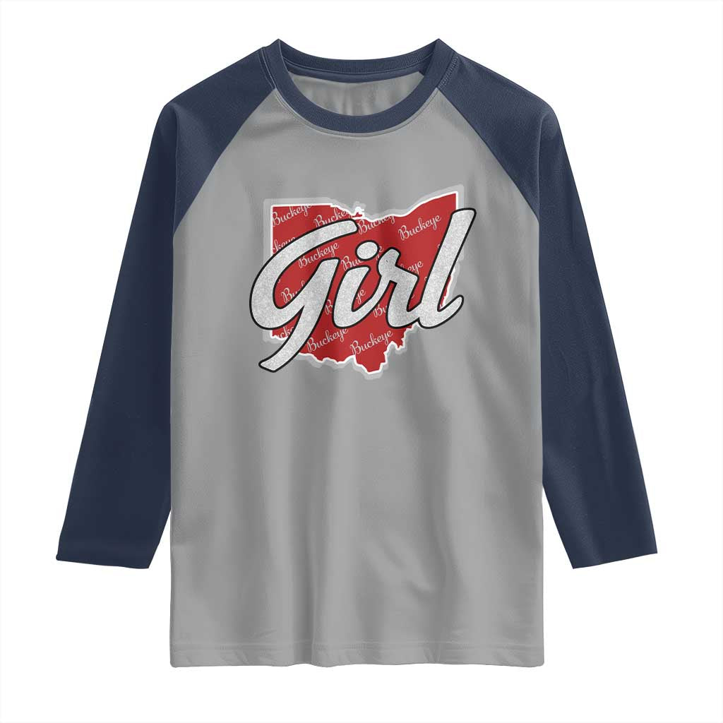 Buckeye Girl Ohio Home State Raglan Shirt - Wonder Print Shop