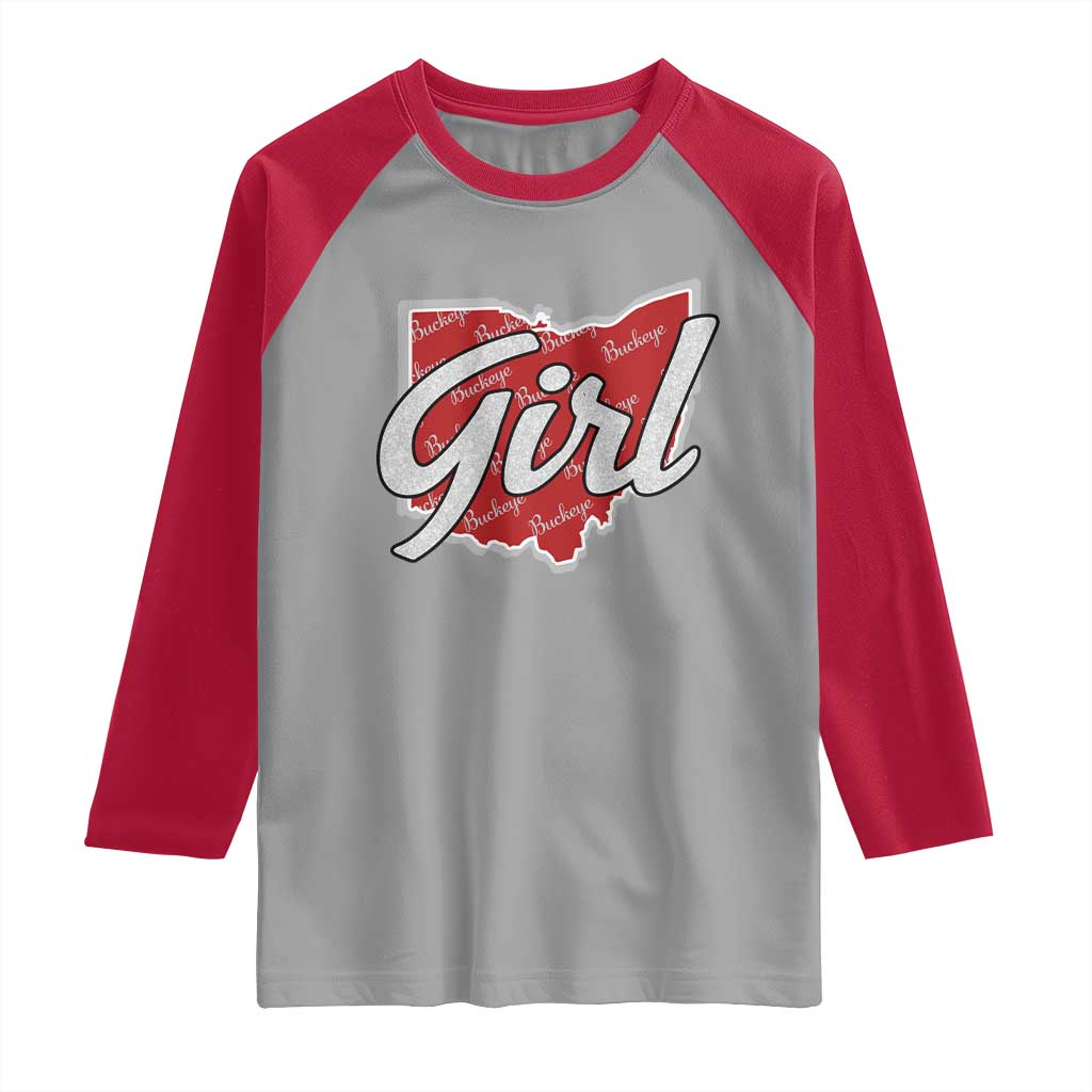 Buckeye Girl Ohio Home State Raglan Shirt - Wonder Print Shop