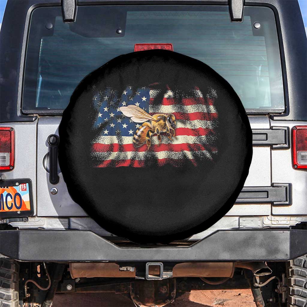 Patriotic Beekeeper Spare Tire Cover Bee American Flag Beekeeping