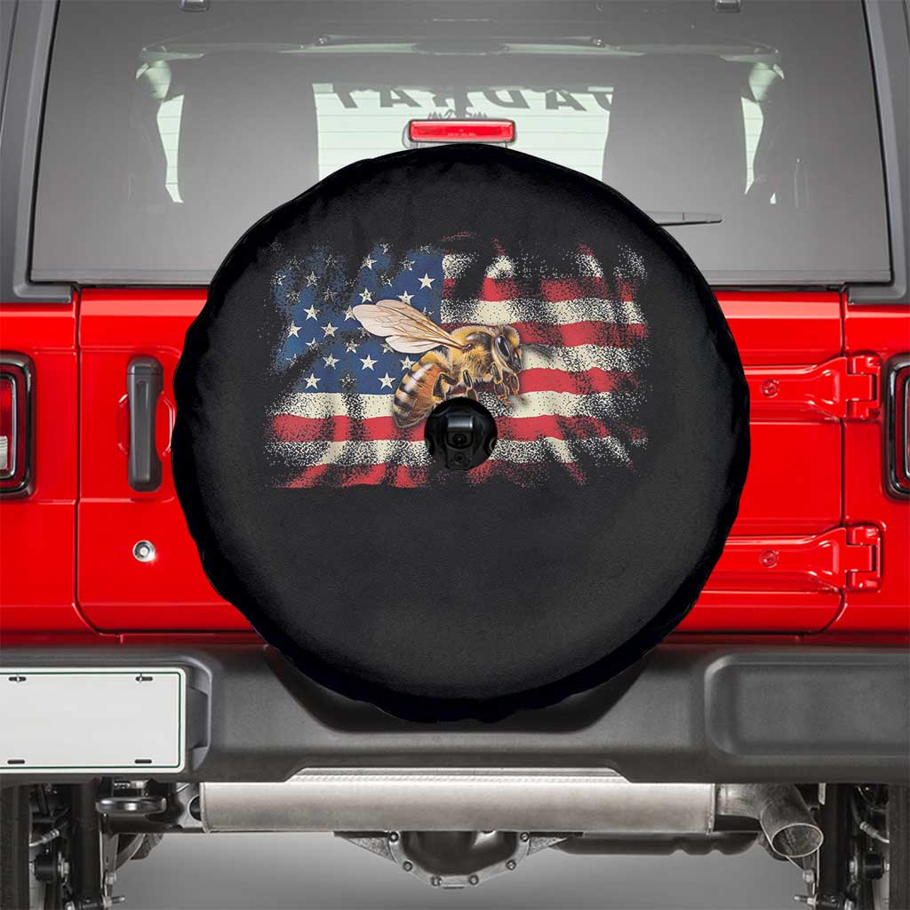 Patriotic Beekeeper Spare Tire Cover Bee American Flag Beekeeping